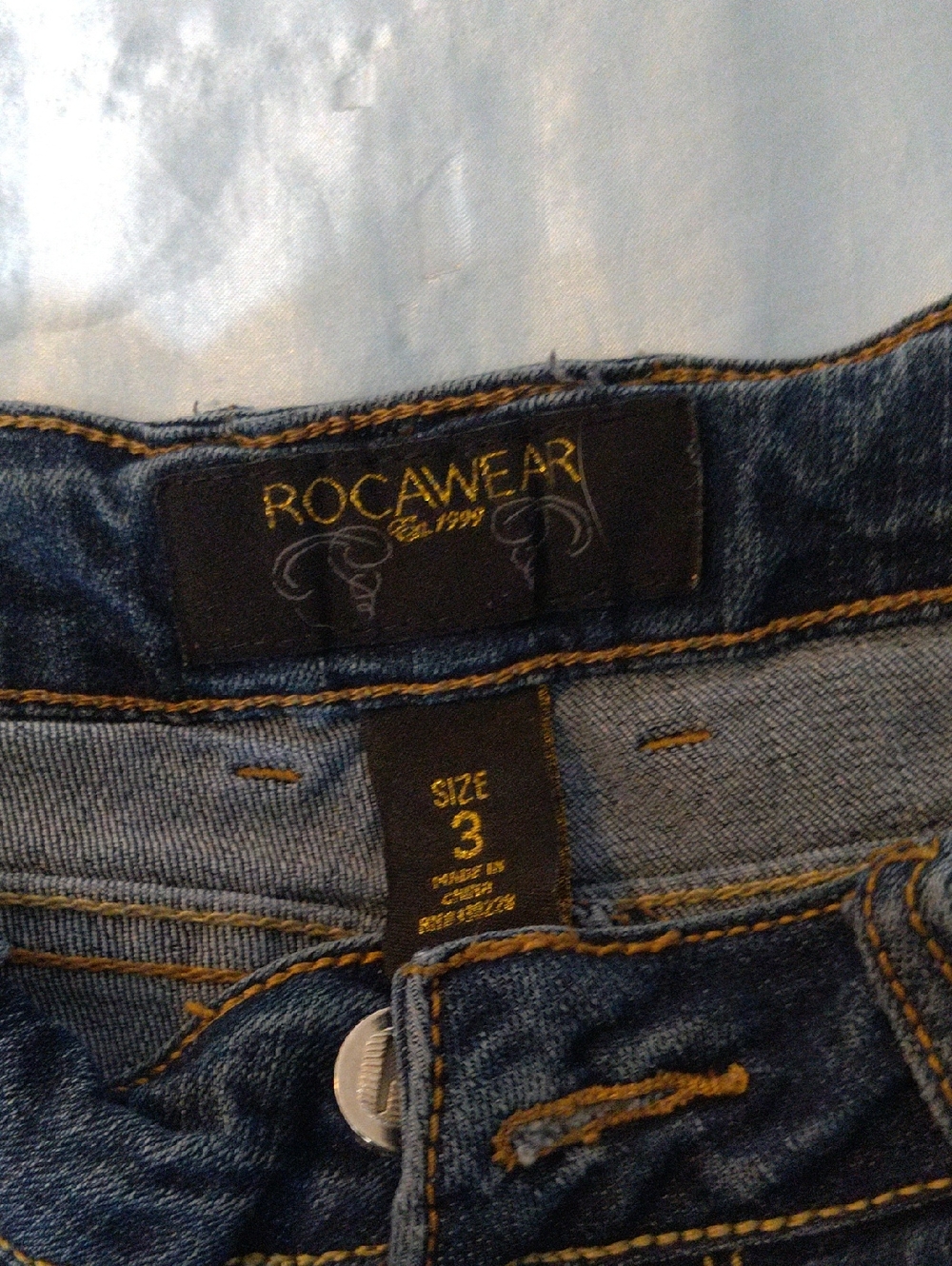Rocawear Women's Dark Blue Denim Jeans with Contrast Stitching